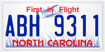 NC license plate ABH9311