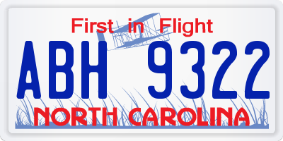 NC license plate ABH9322