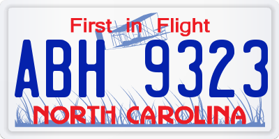 NC license plate ABH9323