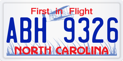 NC license plate ABH9326