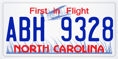 NC license plate ABH9328
