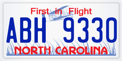 NC license plate ABH9330
