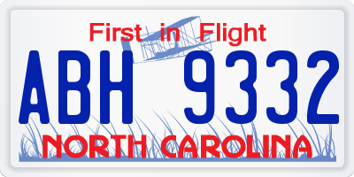 NC license plate ABH9332