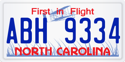 NC license plate ABH9334