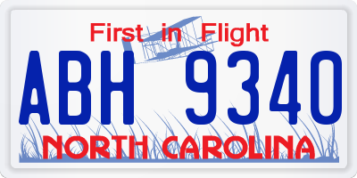 NC license plate ABH9340