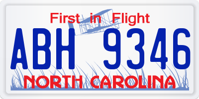 NC license plate ABH9346