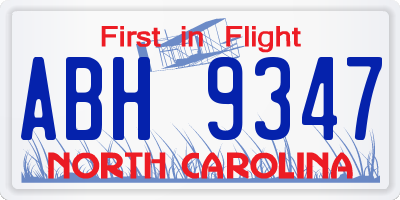 NC license plate ABH9347
