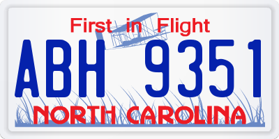 NC license plate ABH9351