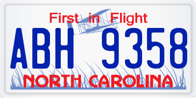 NC license plate ABH9358