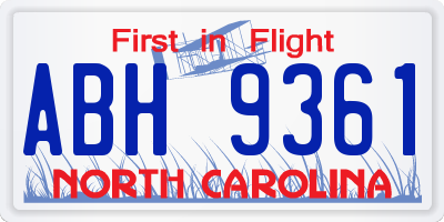 NC license plate ABH9361