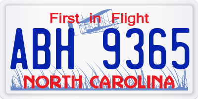NC license plate ABH9365