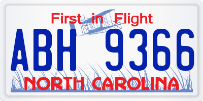 NC license plate ABH9366