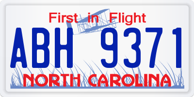 NC license plate ABH9371