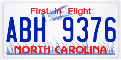 NC license plate ABH9376