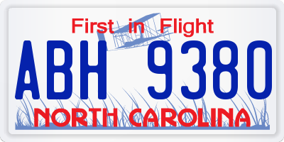 NC license plate ABH9380