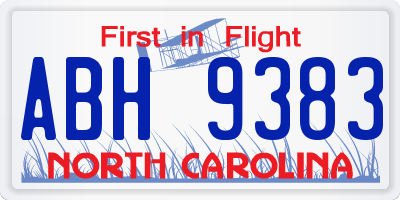 NC license plate ABH9383