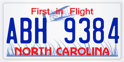NC license plate ABH9384