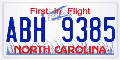 NC license plate ABH9385