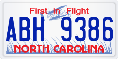 NC license plate ABH9386