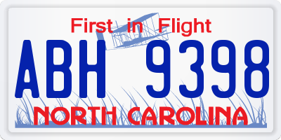 NC license plate ABH9398