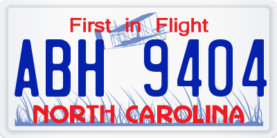 NC license plate ABH9404
