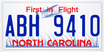 NC license plate ABH9410