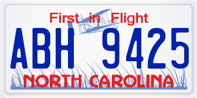 NC license plate ABH9425