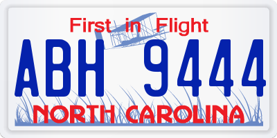 NC license plate ABH9444