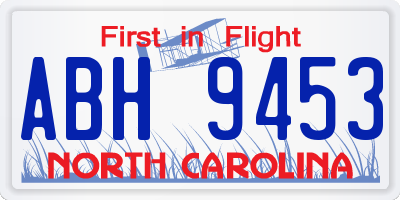 NC license plate ABH9453