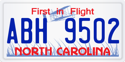 NC license plate ABH9502