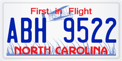 NC license plate ABH9522