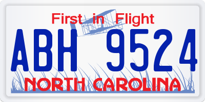 NC license plate ABH9524