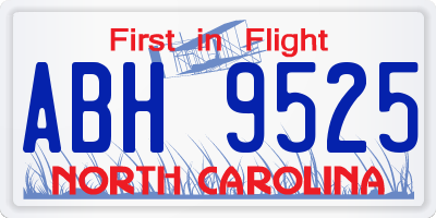 NC license plate ABH9525
