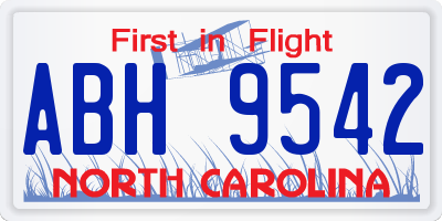 NC license plate ABH9542