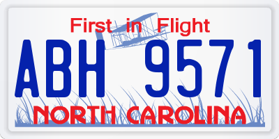 NC license plate ABH9571
