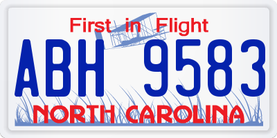 NC license plate ABH9583