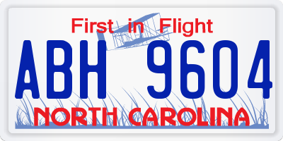 NC license plate ABH9604