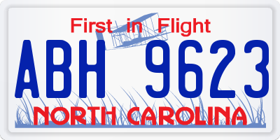 NC license plate ABH9623