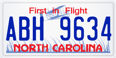 NC license plate ABH9634