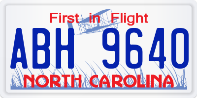 NC license plate ABH9640