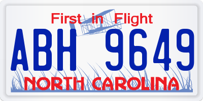 NC license plate ABH9649