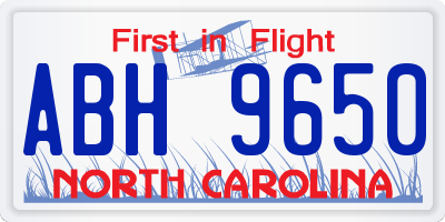 NC license plate ABH9650