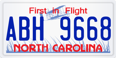 NC license plate ABH9668