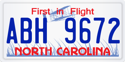 NC license plate ABH9672