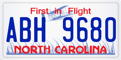 NC license plate ABH9680