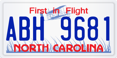 NC license plate ABH9681
