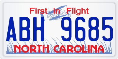 NC license plate ABH9685