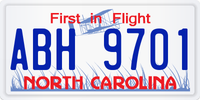 NC license plate ABH9701