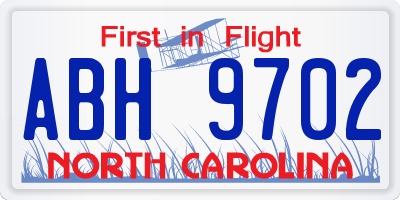 NC license plate ABH9702