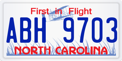 NC license plate ABH9703